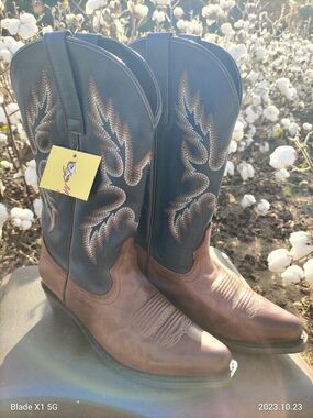 BRAND NEW Masterson Boot Co. Blue & Brown Cowboy Boots Style RBC4800 Women's 9M